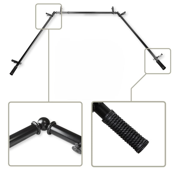 Contemporary Home Living Metal Bay Window Curtain Rod - 150.5" - Black