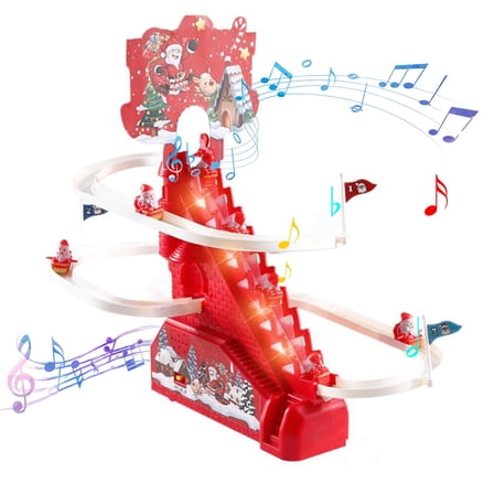 PPgejGEK Santa Climbing Toy Santa Slide Climbing Toys For Automatic Stairs Playful Santa Race Game Christmas Roller Toys For Toddlers Indoor Toy With LE Educational Birthday Gifts
