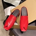 thumbnail image 6 of PiGOGI Women's Peep Toe Mules Cut Out Low Heel Non-Slip Comfortable Slide Sandals Summer Red 5.5, 6 of 6