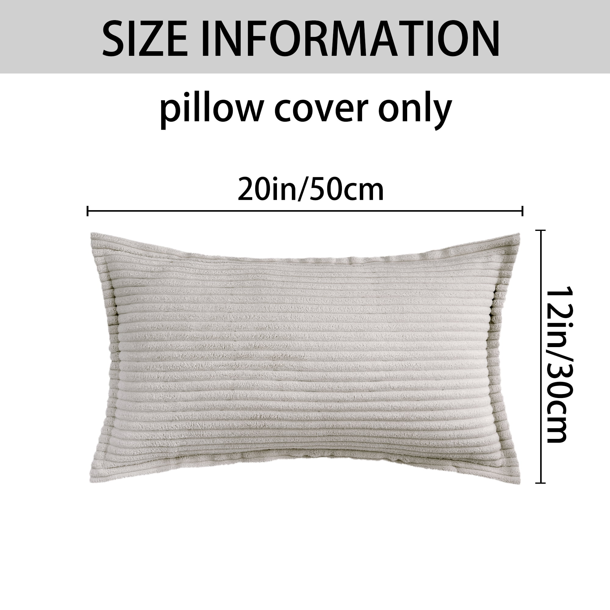 REGALWOVEN Striped Decorative Throw Pillow Covers Pack of 2 Soft Cushion Pillow Cases for Sofa Home Decor Light Grey 12" x 20"
