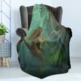thumbnail image 4 of Mermaid Soft Flannel Fleece Throw Blanket, Mermaid Meets Seahorse Underwater World Fantasy Fairytale Design, Cozy Plush for Indoor and Outdoor Use, 50" x 70", Amber Green Aqua, by Ambesonne, 4 of 5