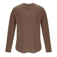 thumbnail image 4 of Drindf Mens Long Sleeve Muscle T Shirts Ribbed Knit Basic Tees Casual V Neck Tops Solid Color T-Shirt Lightweight Slim Fit Tshirt Top for Men Plain T-shirts, 4 of 8