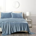 thumbnail image 2 of Chezmoi Collection Extra Soft Fleece Sheet Set Queen, 4-Piece Microplush Non-Pilling Velvety Bed Sheet, Deep Pocket - Lightweight All Season Warmth, Queen, Cool Blue, 2 of 9