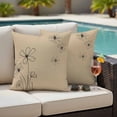thumbnail image 4 of Black Khaki Outdoor Waterproof Pillow Covers, Spring Flora Decorative Square Throw Pillowcase Sofa Cushion Sham for Patio/Couch/Chair, 20"x20" 2 Pack, 4 of 8