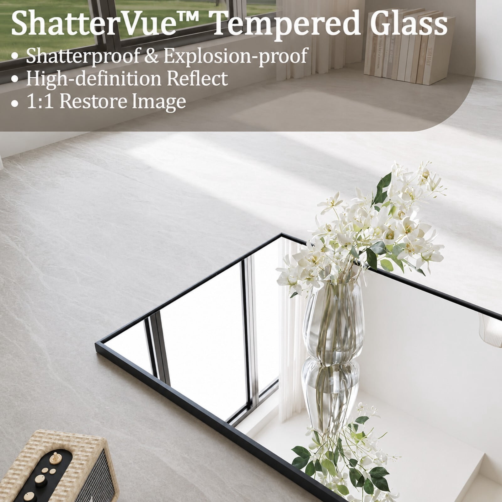 Lumora 59.3"x 16" Full Length Mirror with Frame Large Wall Mounted or Leaning Floor Mirror, Black
