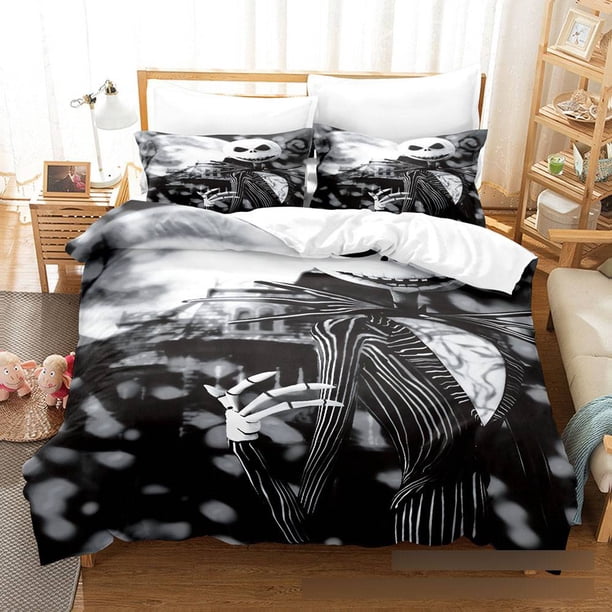 NS4 The Nightmare Before Christmas Juego De Ropa De Cama 3 En 1 Funda De Edredón Dormitorio Lavable Cómodo Traje De a