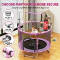thumbnail image 3 of FUNTOK Trampoline for Kids w/ Swing 440LBS, 55" Mini Trampoline for Toddler Age 2-5, Adjustable Mini Indoor Small Trampoline w/ Net Basketball Hoop, Sandbag, Hanging Rings, Pink, 3 of 9