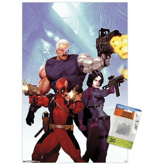 Marvel Comics - Deadpool and Domino Wall Poster with Push Pins, 14.725" x 22.375"