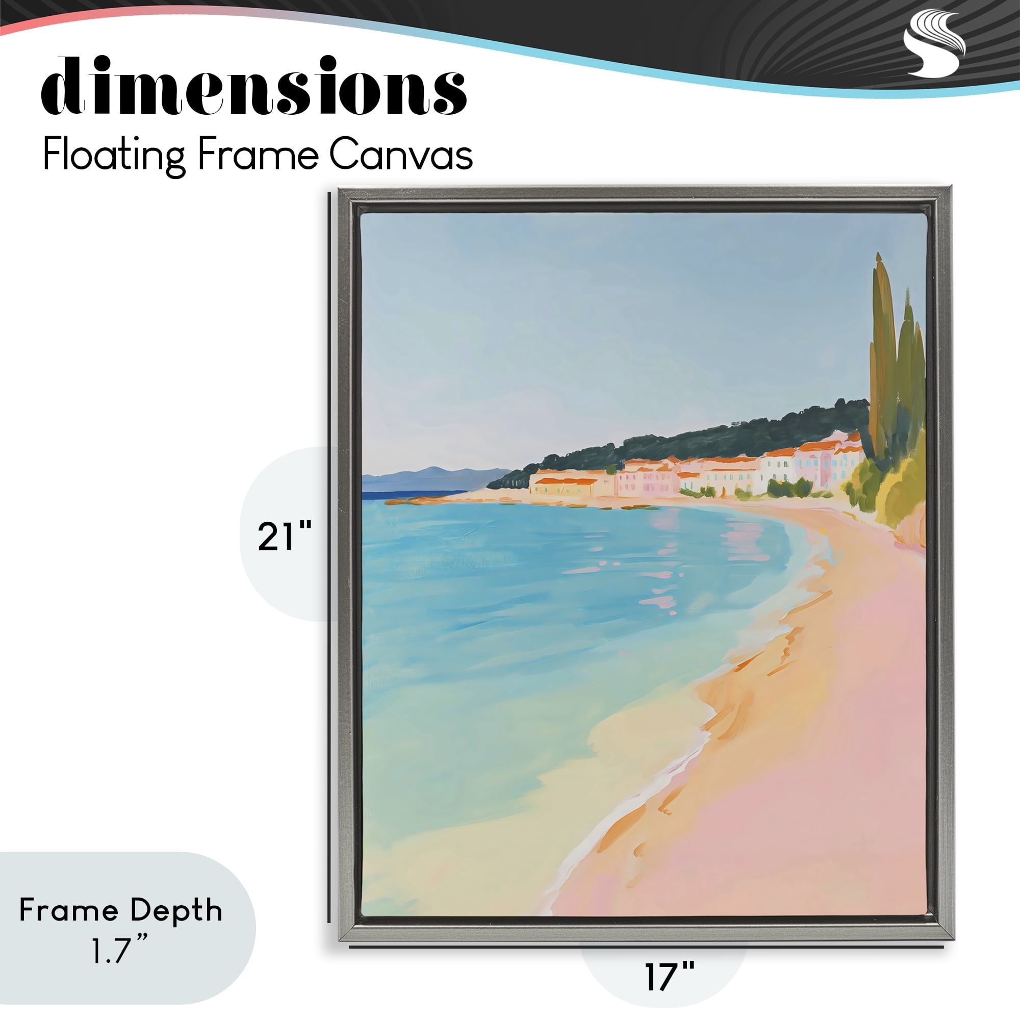 Stupell Industries Abstract Village By The Sea Gray Framed Floater Canvas Wall Art, design by The Prints Vibe