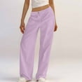 thumbnail image 4 of QATAINLAV Women's Summer Linen Palazzo Pants Loose Fit Flowy High Waisted Wide Leg Pants Solid Casual Long Beach Pants with Pockets Purple XL Lightening Sale, 4 of 9