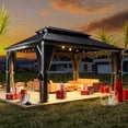 thumbnail image 5 of Sunmthink 12' x 16' Outdoor Hardtop Gazebo, Galvanized Double Roof Gazebo with Curtain and Netting for Patio, Garden, Lawn, Party, 5 of 9