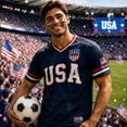 thumbnail image 6 of Men's National Team USA Soccer T Shirt 2026 Football Patriotic Shirts Short Sleeve Round Neck T Shirts Fan American Flag Graphic Tee, 6 of 8