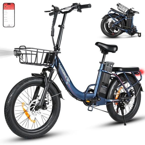 SAMEBIKE Electric Bike for Adults 20x3.0 Fat Tire Folding Ebike 749W Motor 48V 13Ah Removable Battery 7 Speed Suspension Fork Up to 20 mph Up to 55 miles Range