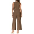 thumbnail image 3 of INSPIRE CHIC Women's Jumpsuit Dressy Casual Sleeveless Round Neck Outfits Wide Leg Rompers L Brown, 3 of 5