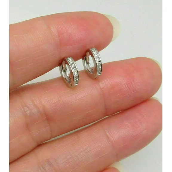 "Gorgeous 2 Ct Round Cut Diamond Tiny Huggie Hoop Earrings - 14k White Gold Finish"