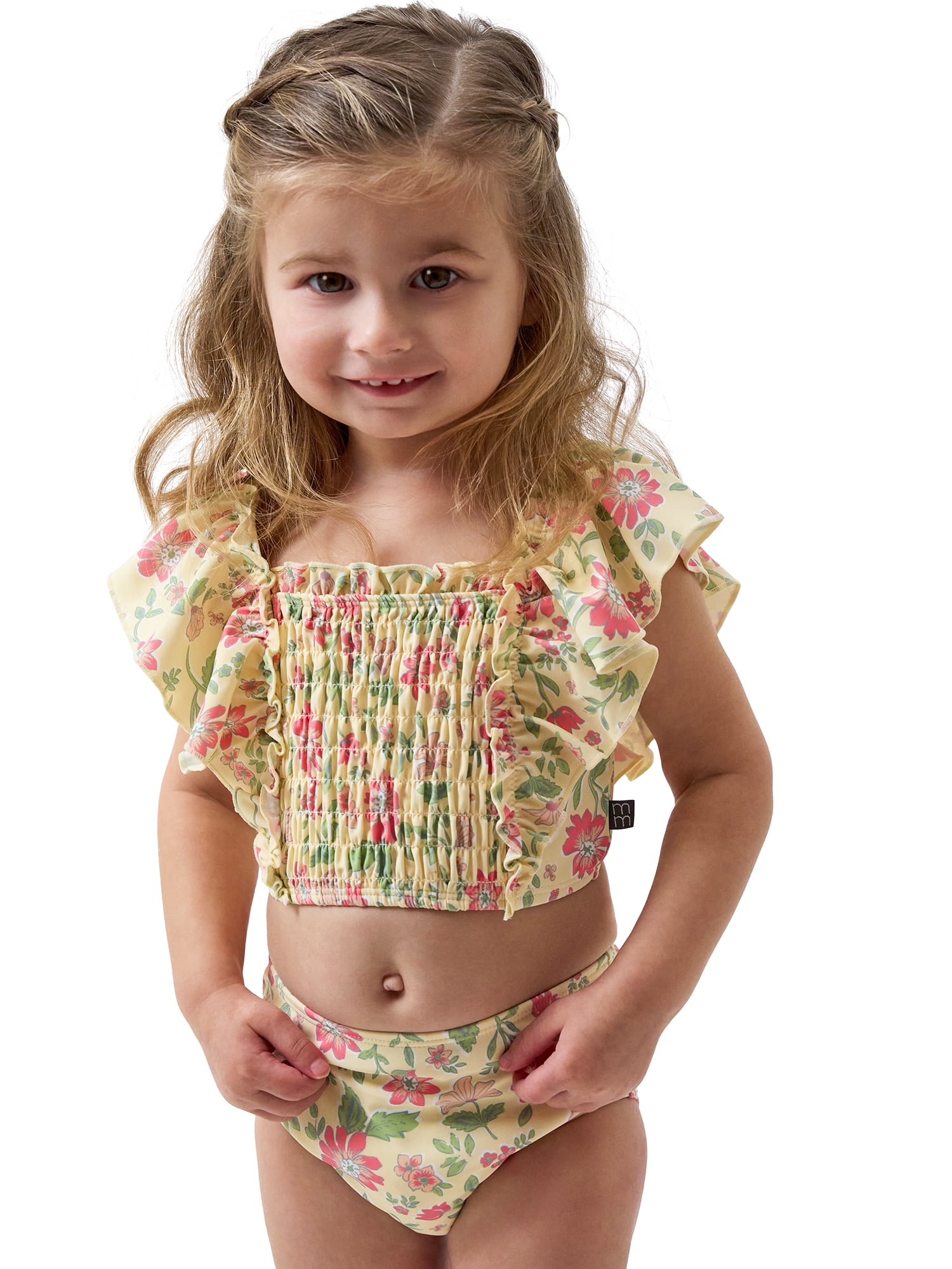 Modern Moments by Gerber Toddler Girl Two- Piece Swimsuit with Double Ruffle, Sizes 12M-5T