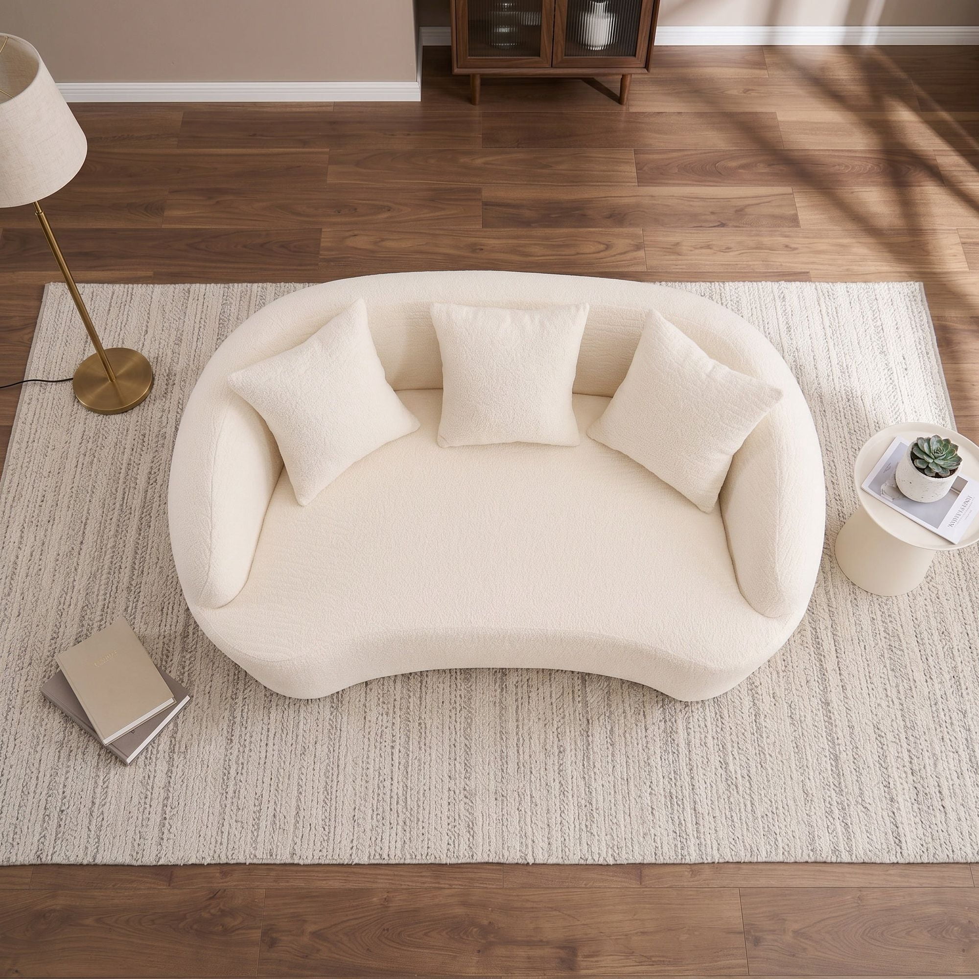 Sailvan Curved Modern Boneless 2-Seater Chenille Sofa Loveseat with 3 Pillows