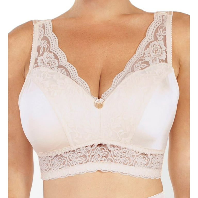 Ahh By Rhonda Shear Women's Pin-Up Lace Leisure Bra with Removable Pads,  White, Small at  Women's Clothing store