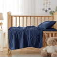 thumbnail image 5 of Nestl Baby Quilts Kids Bedspread, 3-Piece Ellipse Weave Lightweight Toddler Bedding, Navy, 5 of 5