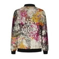 thumbnail image 4 of VINUSLI Womens Floral Printed Bomber Jacket,Women's Bomber Jacket Casual Zip Up Fall Coat Long Sleeve Windbreaker Lightweight Loose Fall Jackets with Pockets Multicolor,S, 4 of 5