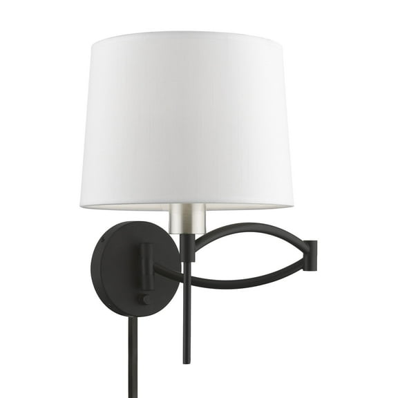 40044-04 Livex Lighting 1 Light Swing Arm Wall Sconce In RefinedModern Style-15 Inches Tall and 11 Inches Wide-Black/Brushed Nickel Finish