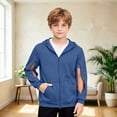 thumbnail image 4 of XAOFW Solid Color Zip Up Hoodies For Boys Zipper Long Sleeve Hooded Sweatshirt With Front Pockets Lightweight Outdoor Wear Pullover For Kids Stylish Top 7-8 Years, 4 of 6