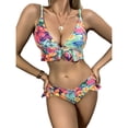 thumbnail image 2 of Traje de baño de bikini con estampado de flores, traje de baño de bikini para mujer, traje de baño de bikini con volantes, trajes de baño de piezas para mujer, diseño revolucionario, 2 of 6