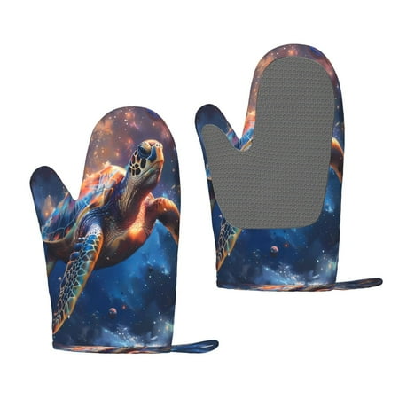 

Lafuoo Night Sky Turtle Pattern Silicone Anti-Scalding Gloves Hanging Rope Gloves are Suitable for Kitchen Utensils for Kitchen Baking Cooking Outdoor Barbecue