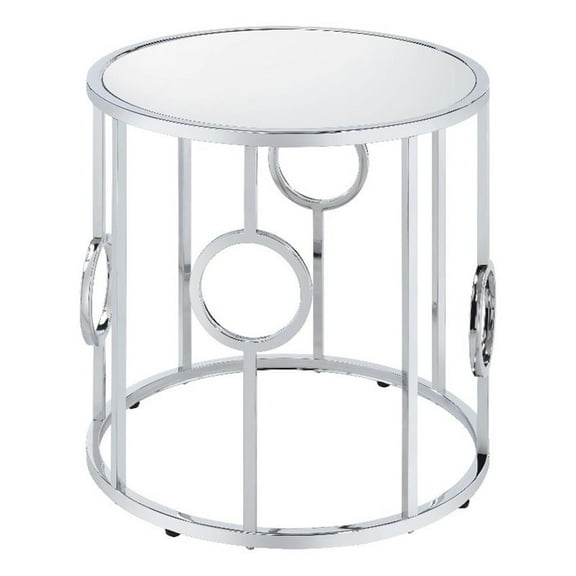 Furniture of America Harper Contemporary Metal Round End Table in Chrome