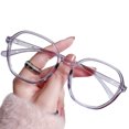thumbnail image 1 of Mialoley Women Anti-Blue Glasses, Polygonal Transparent Frame Glasses, 1 of 7