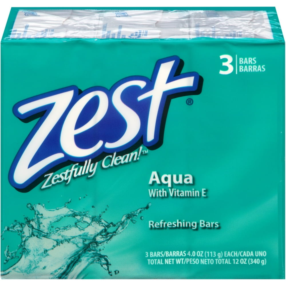 Zest Refreshing Bars Soap, Aqua 4 oz, 3 ea (Pack of 2)