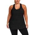 thumbnail image 2 of Lkhaha Women Plus Size Racerback Tank Tops Solid Casual Sleeveless Tees Workout Blouse Black XXL, 2 of 6