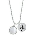 thumbnail image 1 of Delight Jewelry Silvertone Round - Imitation Cat's Eye - White - Silvertone Script Initial Disc - X - Charm Necklace, 20"+3", 1 of 1