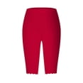 thumbnail image 4 of LIIPEE Women Leggings Casual Elastic High Waist Slim Fit Knee Length Leggings Solid Color Summer Beach Shorts Comfortable Soft Breathable Daily Leggings,Red,S, 4 of 4
