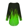 thumbnail image 5 of Sakmal Tops Long Sleeve Green Flame Crew Neck Graphic Tunic Shirts for Women, 5 of 5
