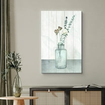 PixonSign Canvas Print Wall Art Delicate Watercolor Smudge White Flower Bud Floral Wilderness Digital Art Modern Art Chic Closeup Relax/Calm Green Pastel for Living Room, Bedroom, Office - 12"x18"