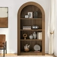 thumbnail image 6 of MDQMD 78.74" Tall Arched Bookcase, Mid Century Modern 4-Tier Arched Storage Cabinet with Open Shelf,Arch Fluted Bookcases for Living Room, Brown, 6 of 8