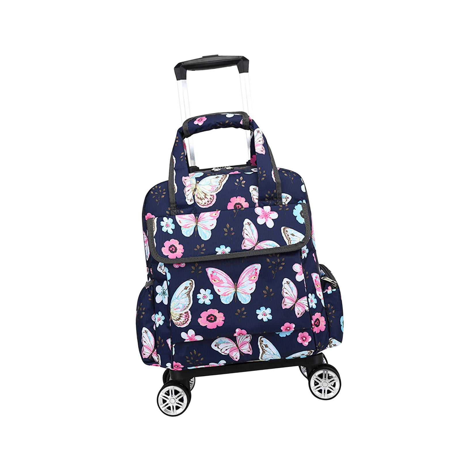 Sharprepublic Duffle with Wheels Clothing Waterproof with 2 Wheel Rolling Luggage Oxford Cloth Butterfly
