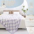 thumbnail image 2 of Checkered Blanket Throw Soft Knit Blanket with Checkerboard Grid Pattern for Couch Sofa Bed Camping Travel Gift (Purple, 50"x60"), 2 of 6