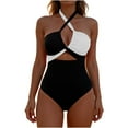 thumbnail image 2 of Ailaofu Maillot de Bain Tankini Modeste à Col en V pour Femmes - Bikini Imprimé avec Coussin de Poitrine Intégré, 2 of 6