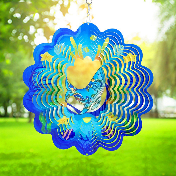 3D Essoreuse Cétacé 12 Pouces Jardin Découpe Laser Essoreuse Suspendue Métal Cinétique Art Déco Intérieur/extérieur Décor
