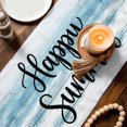 thumbnail image 3 of Summer Beach Table Runner 70 Inches, Happy Summer Slippers Coastal Blue Wooden Bed Runner Dresser Scarves Tabletop for Indoor Outdoor Parties/Ceremony/Banquet, 13" x 70", 3 of 9