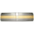 thumbnail image 3 of Titanium/14K Titanium Brushed With 14K Yellow Inlay 6mm Grooved Band (Size 12) Made In China tb140-12, 3 of 5
