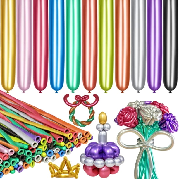 LXZFCRG 260 Globos Metálicos para Modelar 100 unidades Multicolor