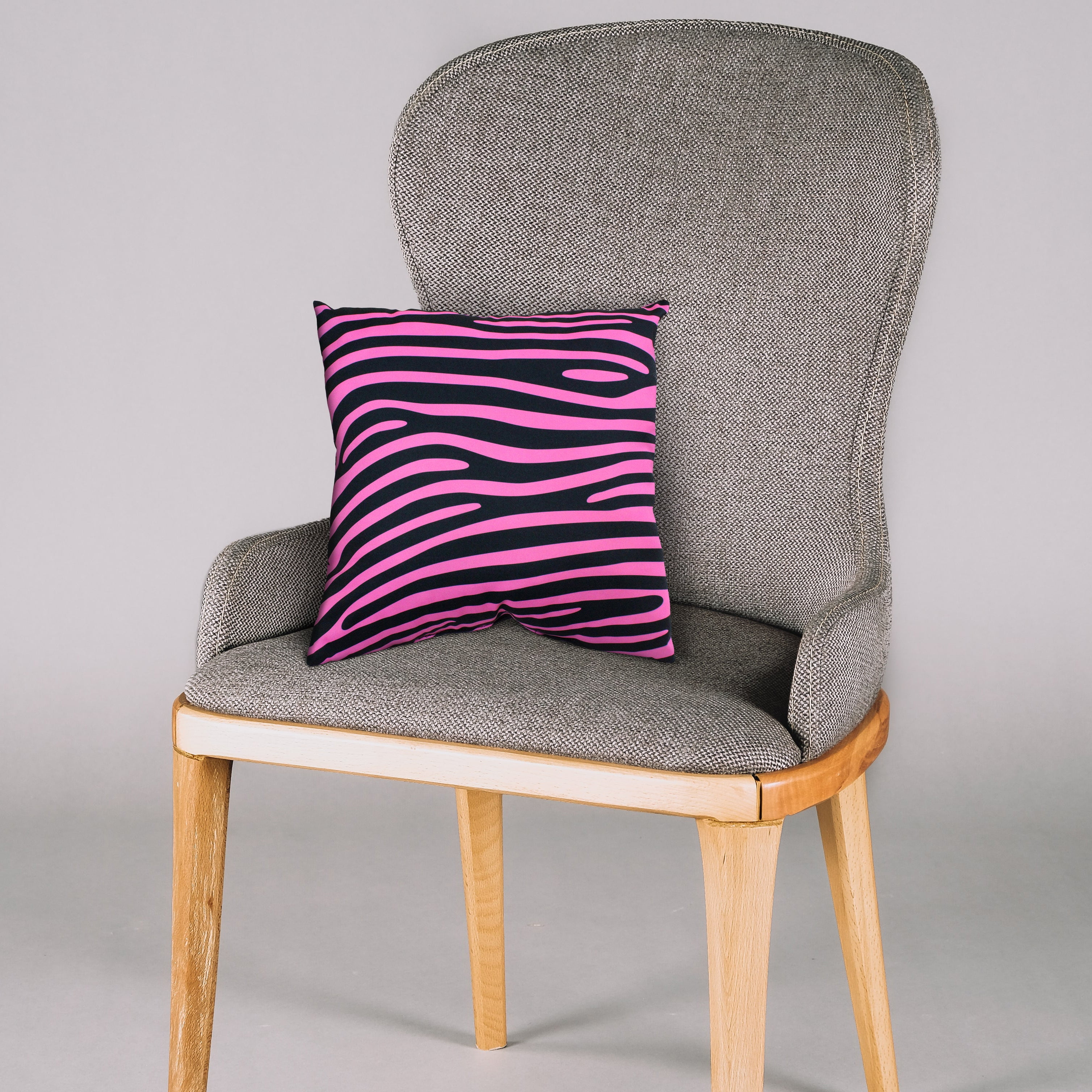 Everything Comfy Zebra Print Decorative Throw Pillow, 16x16 Inch, Pink/Black,