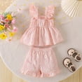 thumbnail image 5 of UAYOTSE Toddler Girl Clothes Baby Summer Spring Outfits Cute Bow Button Smocked Ruffle Sleeve Tops ＋ Girls Shorts Set,Sizes 2-3 Years, 5 of 9
