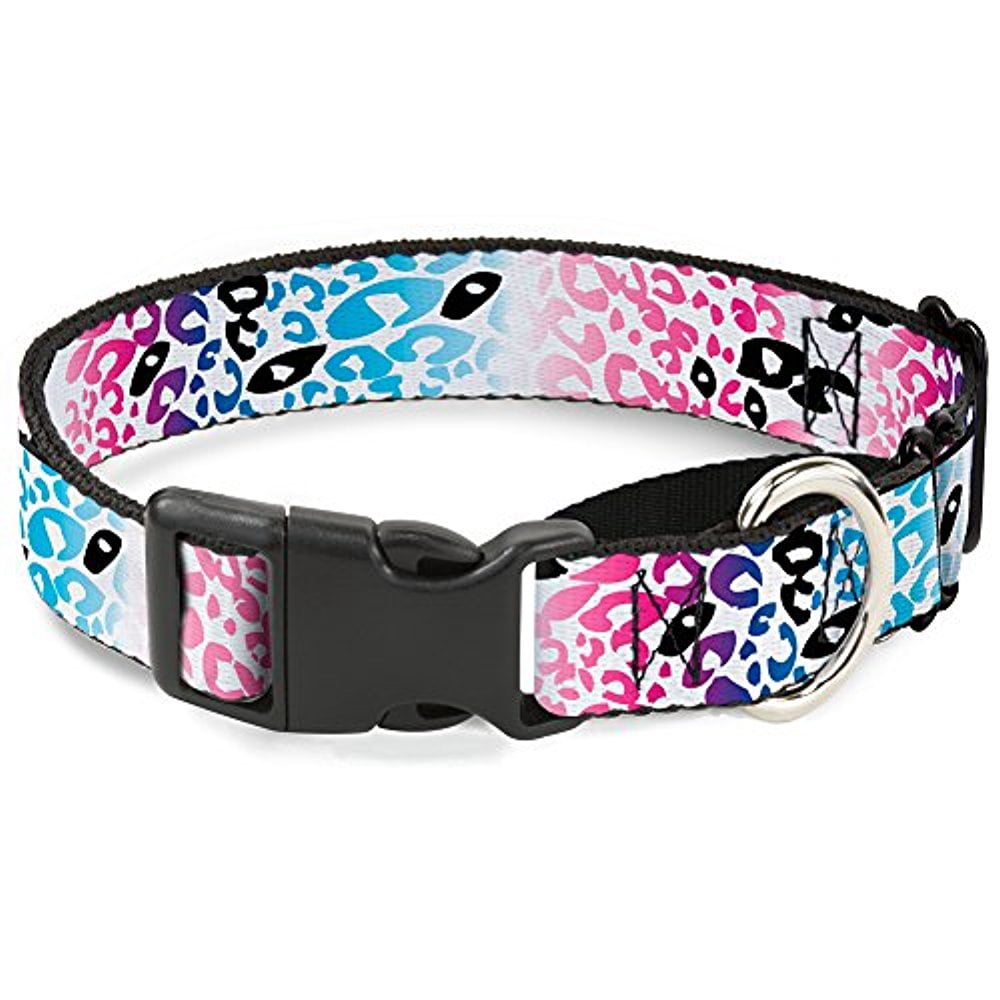 Buckle-Down MGC-W31271-L Leopard White Pinks Blues Black Martingale Dog Collar