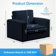 thumbnail image 3 of Puremind 360° Swivel Accent Chair Set of 2, 41"W Oversized Chenille Accent Armchair, Modern Square Armchair, Comfy Reading Chair for Living Room/Office, Blue, 3 of 9