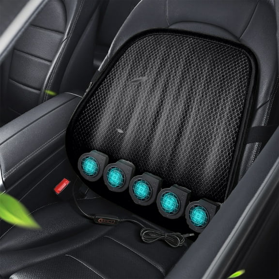 Deeceymbur Summer Breathable Cool Lumbar Cushion Usb Fan Ventilation Car and Office Seat Lumbar Support Backrest Pad Suitable for Vehicle Use Black