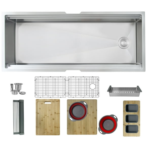 Undermount 45 inch Stainless Steel Single Bowl Workstation Kitchen Sink